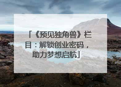 《预见独角兽》栏目：解锁创业密码，助力梦想启航