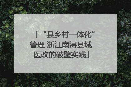“县乡村一体化”管理 浙江南浔县域医改的破壁实践