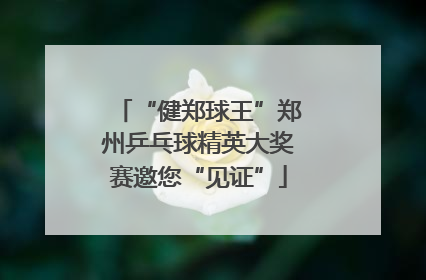 “健郑球王”郑州乒乓球精英大奖赛邀您“见证”