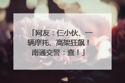 网友：仨小伙、一辆摩托、高架狂飙！南通交警：查！