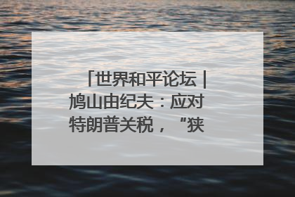 世界和平论坛｜鸠山由纪夫：应对特朗普关税，“狭路相逢勇者胜”