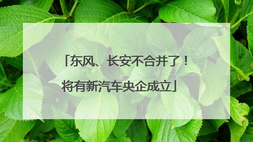 东风、长安不合并了！将有新汽车央企成立