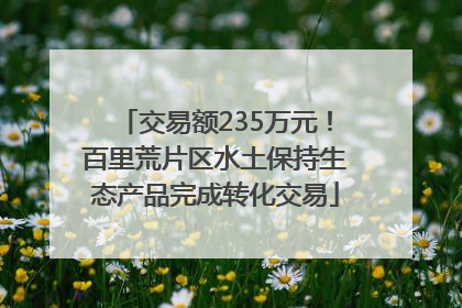 交易额235万元！百里荒片区水土保持生态产品完成转化交易
