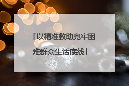 以精准救助兜牢困难群众生活底线