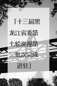 十三届黑龙江省委第七轮巡视第二批次完成进驻