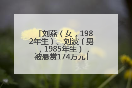 刘燕（女，1982年生）、刘波（男，1985年生），被悬赏174万元