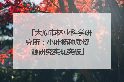 太原市林业科学研究所：小叶杨种质资源研究实现突破
