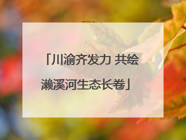 川渝齐发力 共绘濑溪河生态长卷