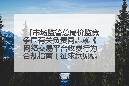 市场监管总局价监竞争局有关负责同志就《网络交易平台收费行为合规指南（征求意见稿）》答记者问