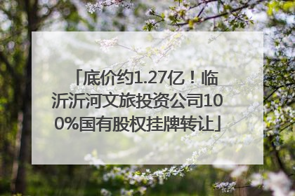 底价约1.27亿！临沂沂河文旅投资公司100%国有股权挂牌转让