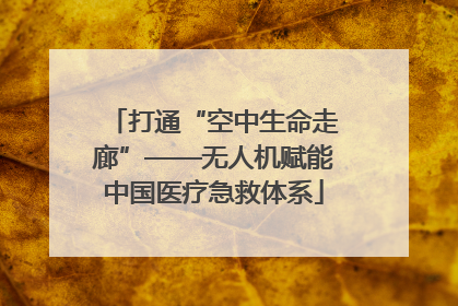 打通“空中生命走廊”——无人机赋能中国医疗急救体系