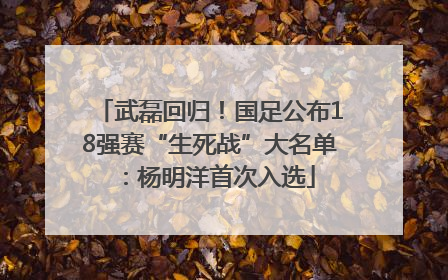武磊回归！国足公布18强赛“生死战”大名单：杨明洋首次入选