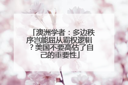 澳洲学者：多边秩序岂能屈从霸权逻辑？美国不要高估了自己的重要性