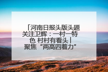 河南日报头版头题关注卫辉：一村一特色 村村有看头 ︳聚焦“两高四着力”·一“县”观察