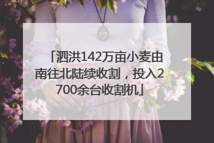 泗洪142万亩小麦由南往北陆续收割，投入2700余台收割机
