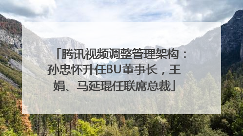 腾讯视频调整管理架构：孙忠怀升任BU董事长，王娟、马延琨任联席总裁