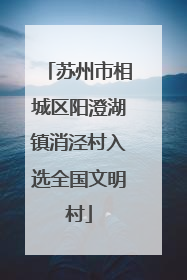苏州市相城区阳澄湖镇消泾村入选全国文明村