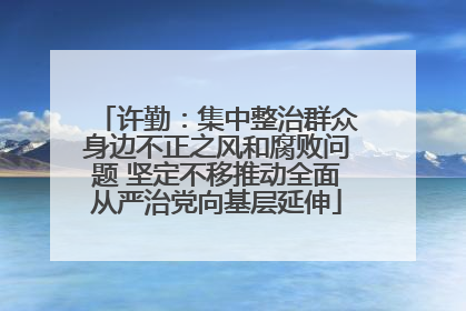 许勤：集中整治群众身边不正之风和腐败问题 坚定不移推动全面从严治党向基层延伸