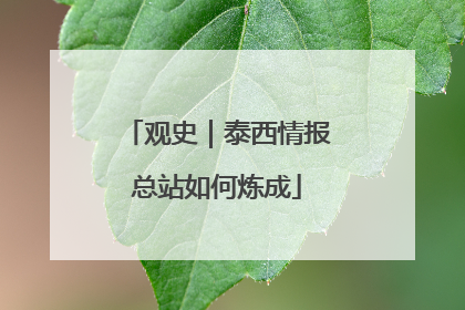 观史｜泰西情报总站如何炼成