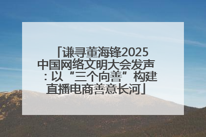 谦寻董海锋2025中国网络文明大会发声：以“三个向善”构建直播电商善意长河