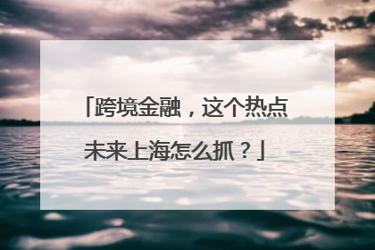 跨境金融，这个热点未来上海怎么抓？