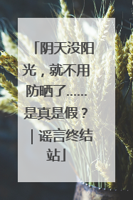 阴天没阳光，就不用防晒了……是真是假？｜谣言终结站
