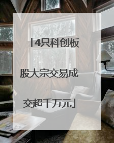 4只科创板股大宗交易成交超千万元
