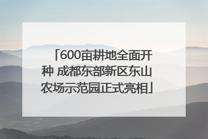 600亩耕地全面开种 成都东部新区东山农场示范园正式亮相